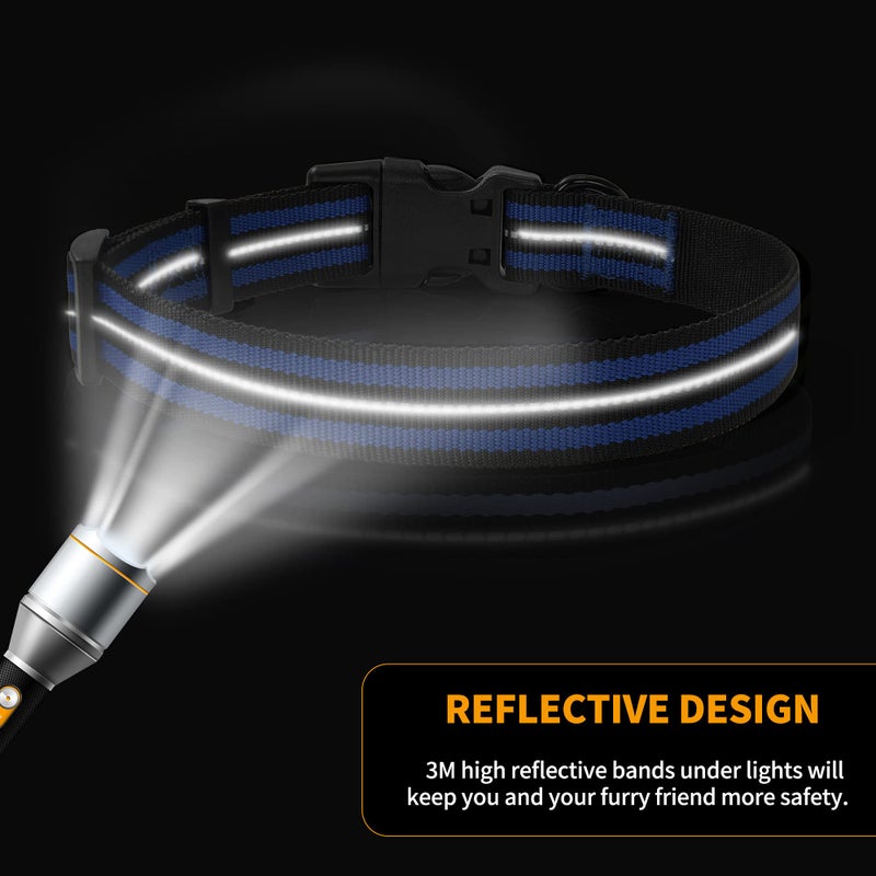 Mile High Life Reflective Dog Collar | Nylon Pet Collars wiith Buckle | Light Weight Puppy Collars | Blue Dog Collars for Small Dogs (Blue, S) - Image 3